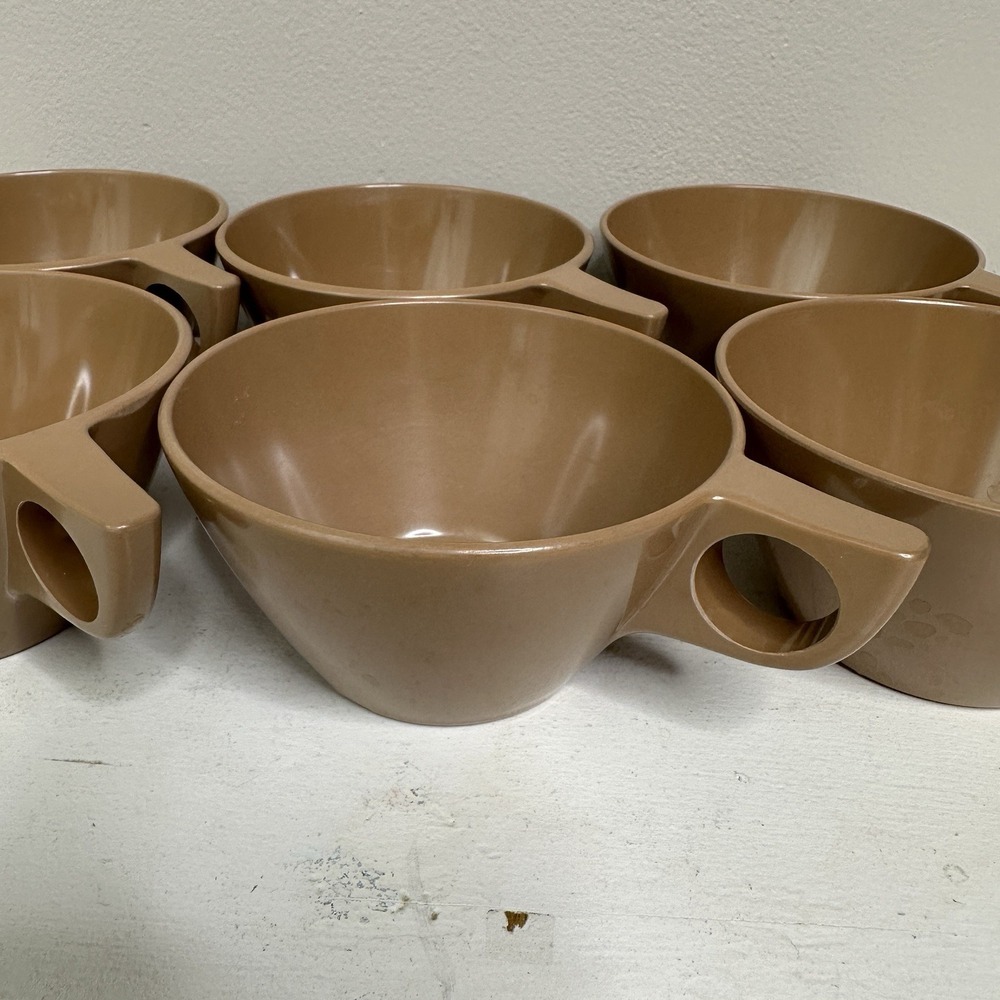 Texas Ware Set Of 6 Coffee/Tea Cups. No.124 Vintage Brown